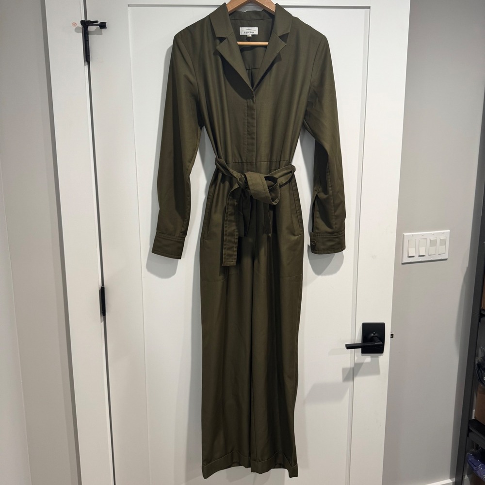 & Other Stories Capsule Olive Green Utility Jumpsuit Belted Long Sleeve US 8